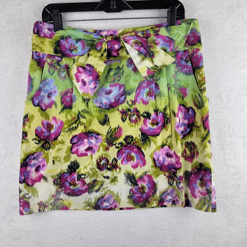 Adrienne Vittadini Skirt 10 Short Straight Stretch Colorful Floral Whimsical